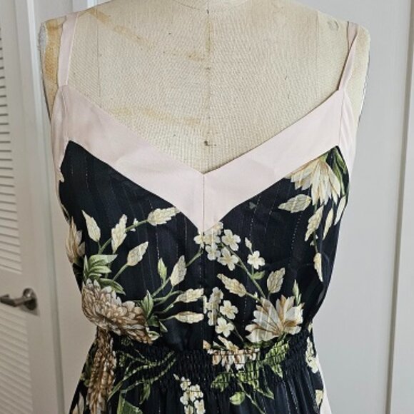 BCBGMAXAZRIA Chiffon Black Floral Dress in size 4 - Picture 2 of 6